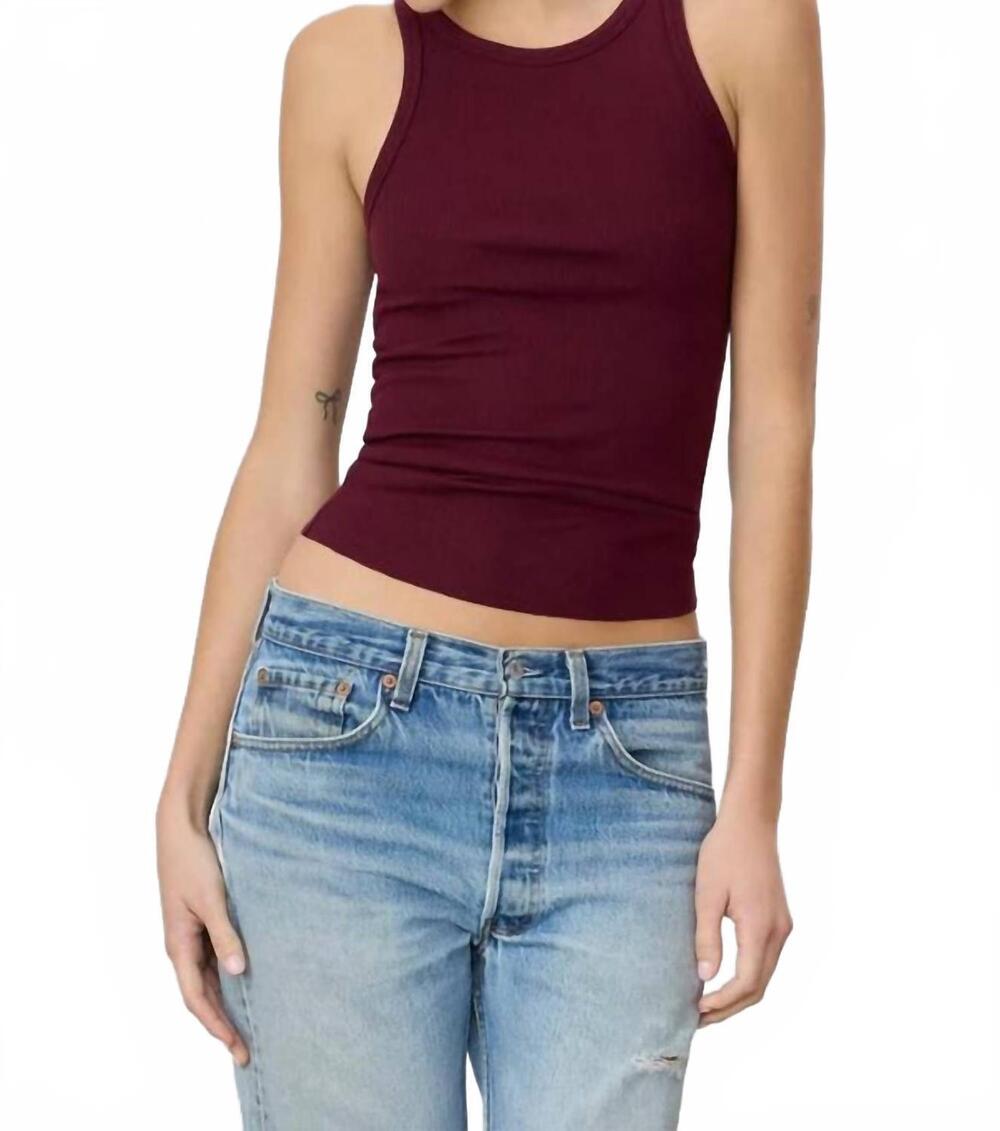 NEW ETERNE high neck fitted tank in oxblood